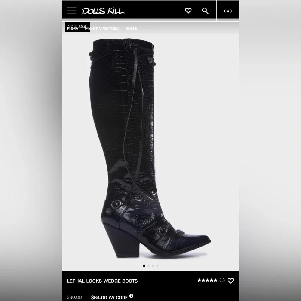 Lethal looks dolls kill goth cowboy boots - Picture 2 of 3